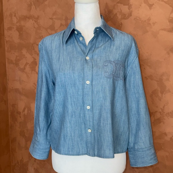 Celine Tops - Celine Light Blue Denim Shirt